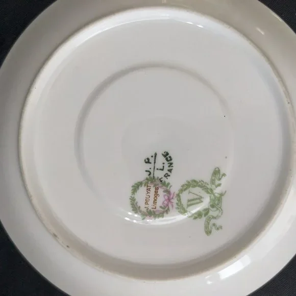 RARE Beautiful Antique J Pouyat Limoges Translucent Porcelain Tea Cup And Saucer